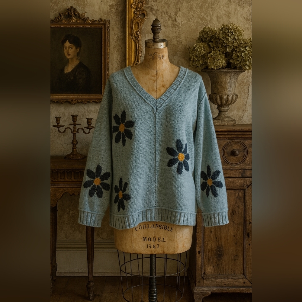 Miracle Sweater – Oversized Floral Knit – XS/S (Fits Very Oversized)